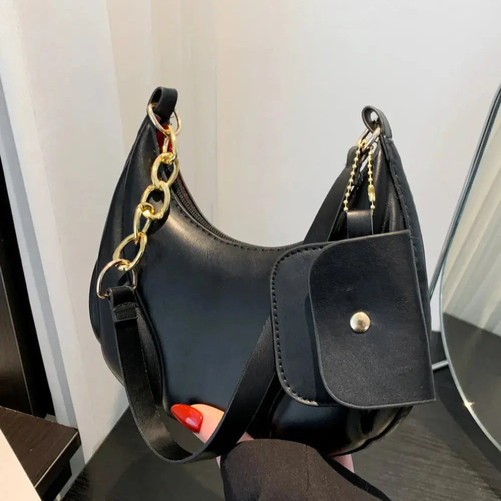 PU Leather Shoulder Bag with EarPods Bag Trendsi