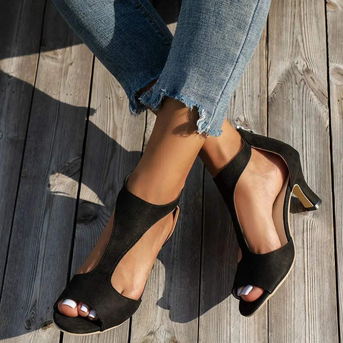 Peep Toe Block Heels Sandals Trendsi
