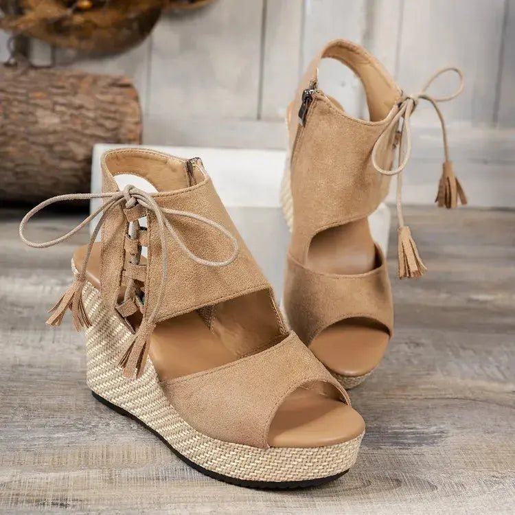 Peep Toe Wedge Sandals Trendsi