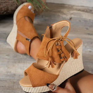 Peep Toe Wedge Sandals Trendsi