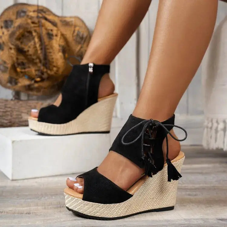 Peep Toe Wedge Sandals Trendsi