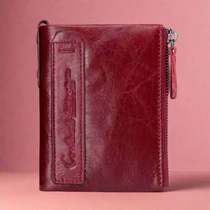 Plum | Genuine Leather Wallets for Women's Short Bifold Fashion Bag Beauty Prologue