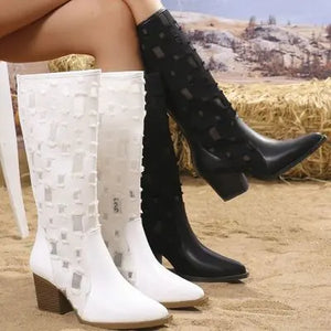 Point Toe Block Heel Boots Trendsi