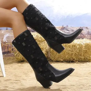 Point Toe Block Heel Boots Trendsi