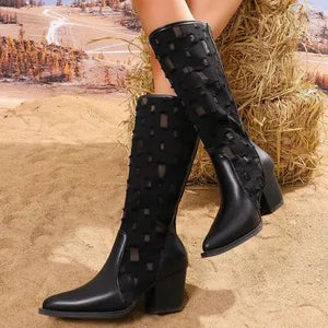 Point Toe Block Heel Boots Trendsi