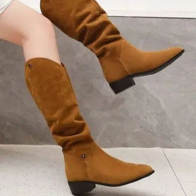 Point Toe Block Heel Boots Trendsi