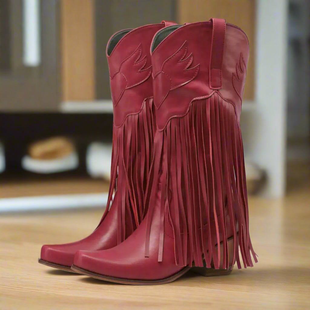 Point Toe Block Heels Boots Trendsi