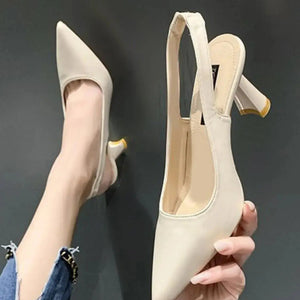 Point Toe Block Heels Pumps Trendsi