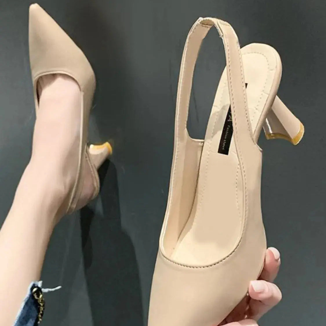 Point Toe Block Heels Pumps Trendsi