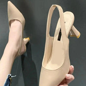 Point Toe Block Heels Pumps Trendsi