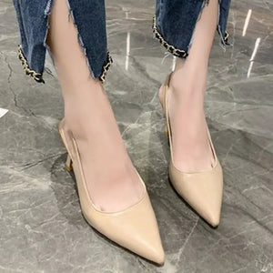 Point Toe Block Heels Pumps Trendsi