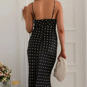 Polka Dot Square Neck Midi Cami Dress Trendsi
