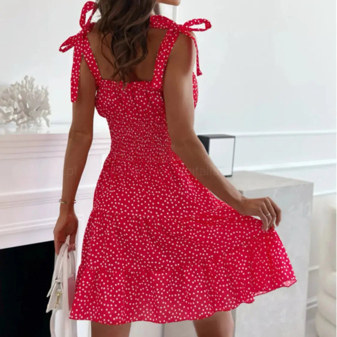 Polka Dot Square Neck Mini Cami Dress Trendsi