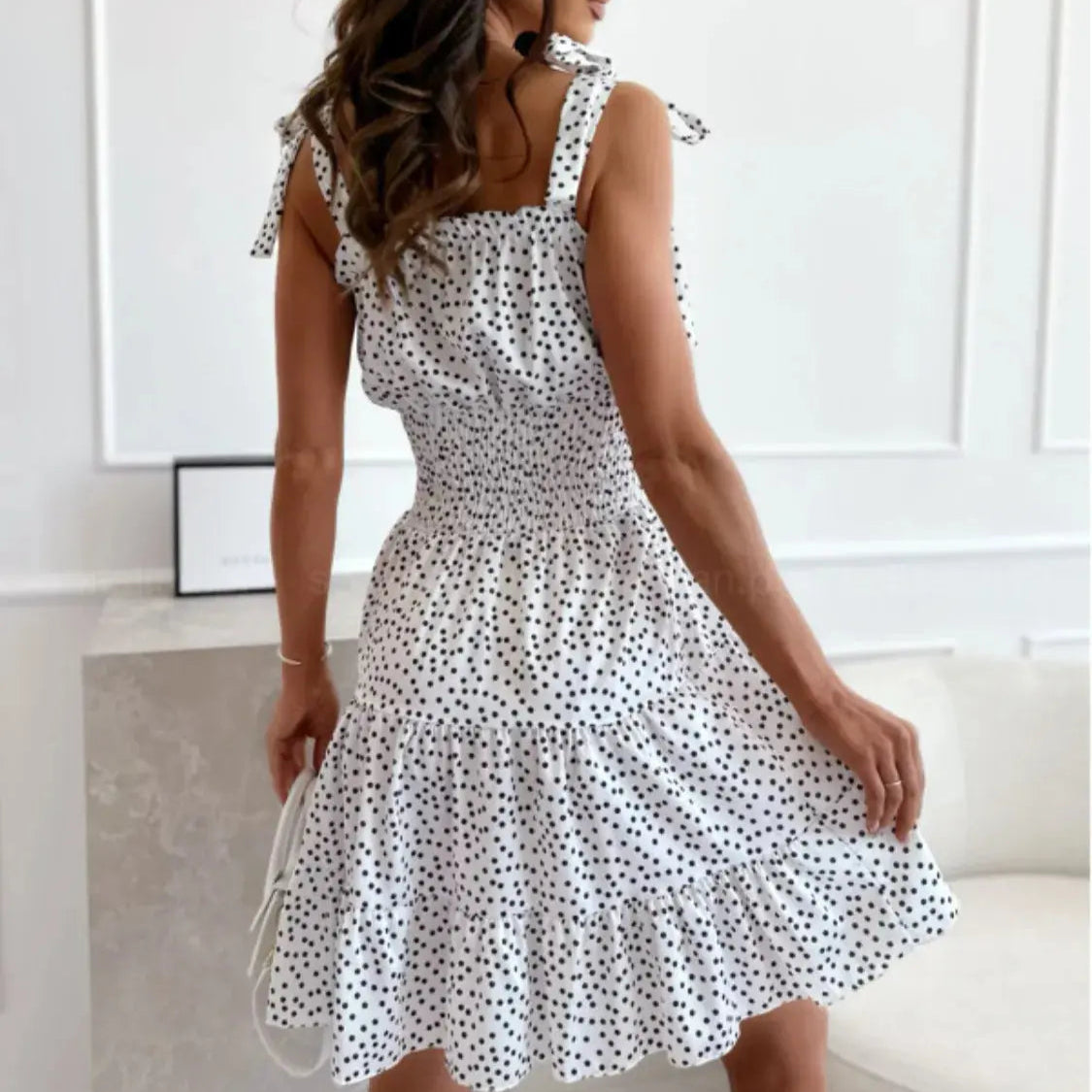Polka Dot Square Neck Mini Cami Dress Trendsi