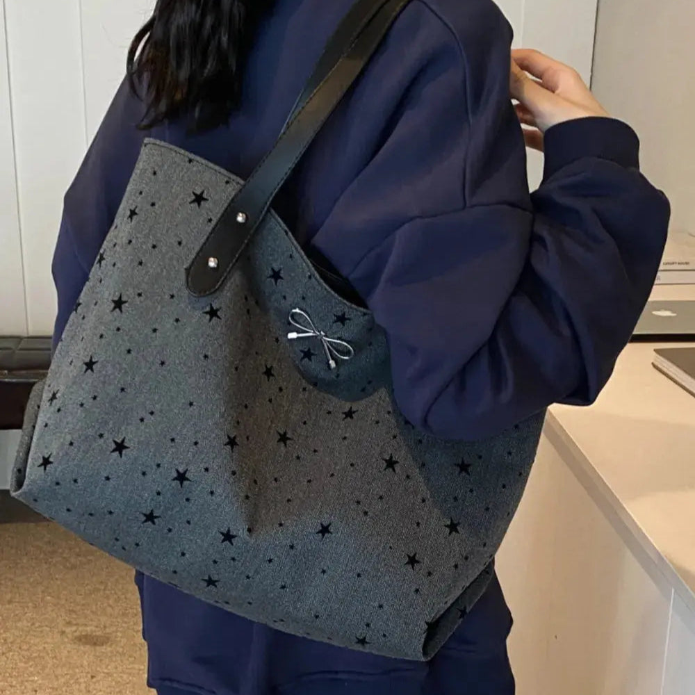 Polyester Bow Polka Dot Tote Bag Trendsi