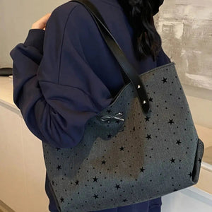 Polyester Bow Polka Dot Tote Bag Trendsi