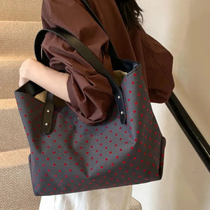 Polyester Bow Polka Dot Tote Bag Trendsi