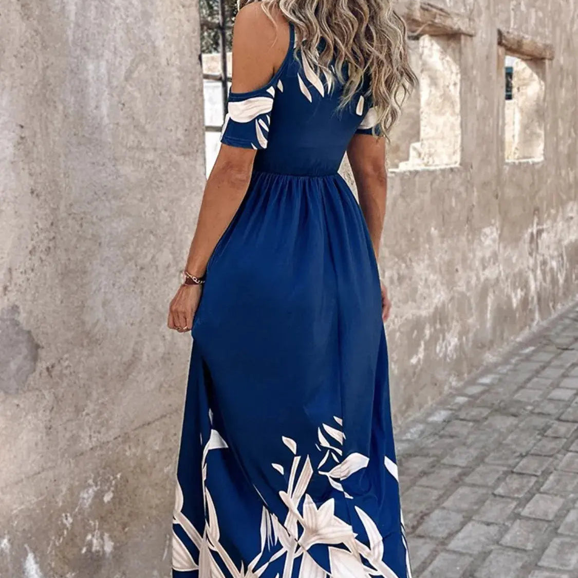 Printed Cold Shoulder Dress Trendsi