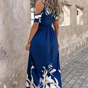 Printed Cold Shoulder Dress Trendsi