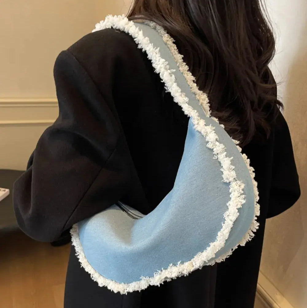 Raw Hem Denim Shoulder Bag Trendsi