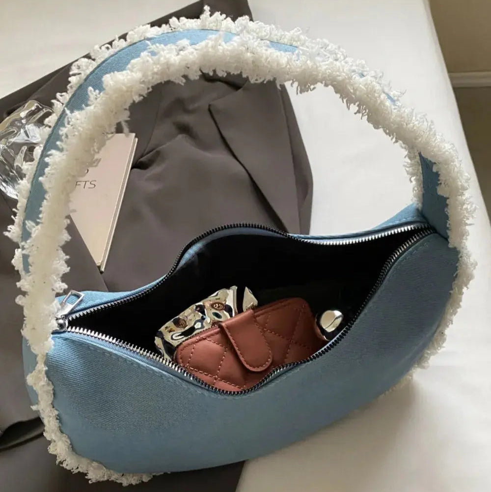 Raw Hem Denim Shoulder Bag Trendsi