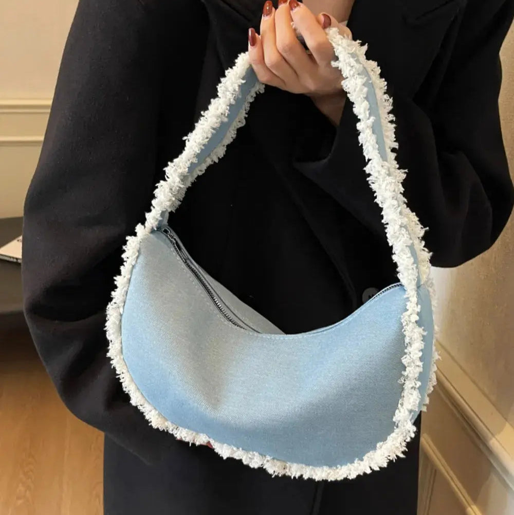Raw Hem Denim Shoulder Bag Trendsi