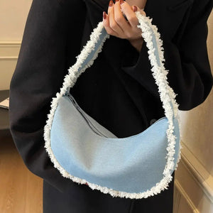 Raw Hem Denim Shoulder Bag Trendsi