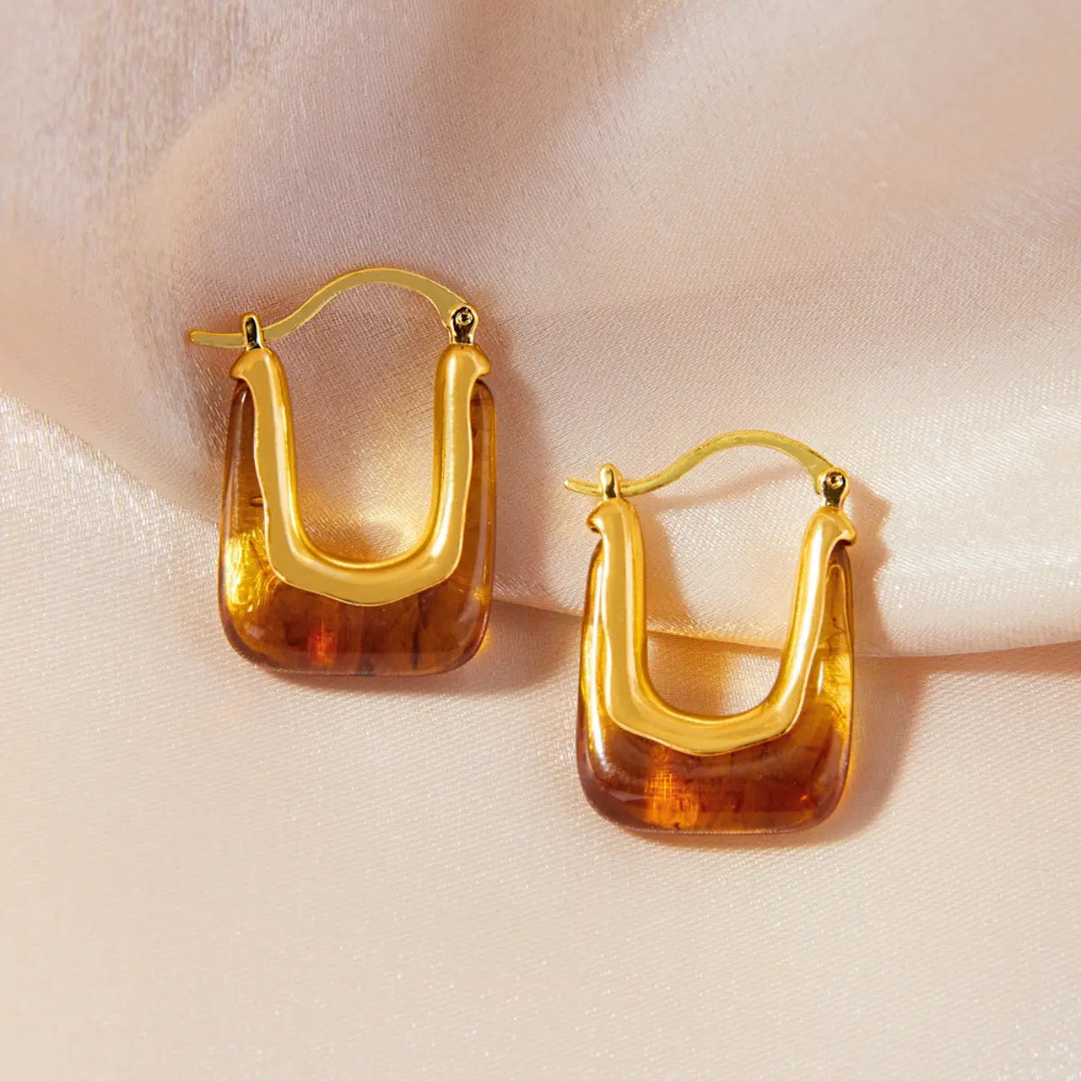 Resin Copper U Shape Earrings Trendsi