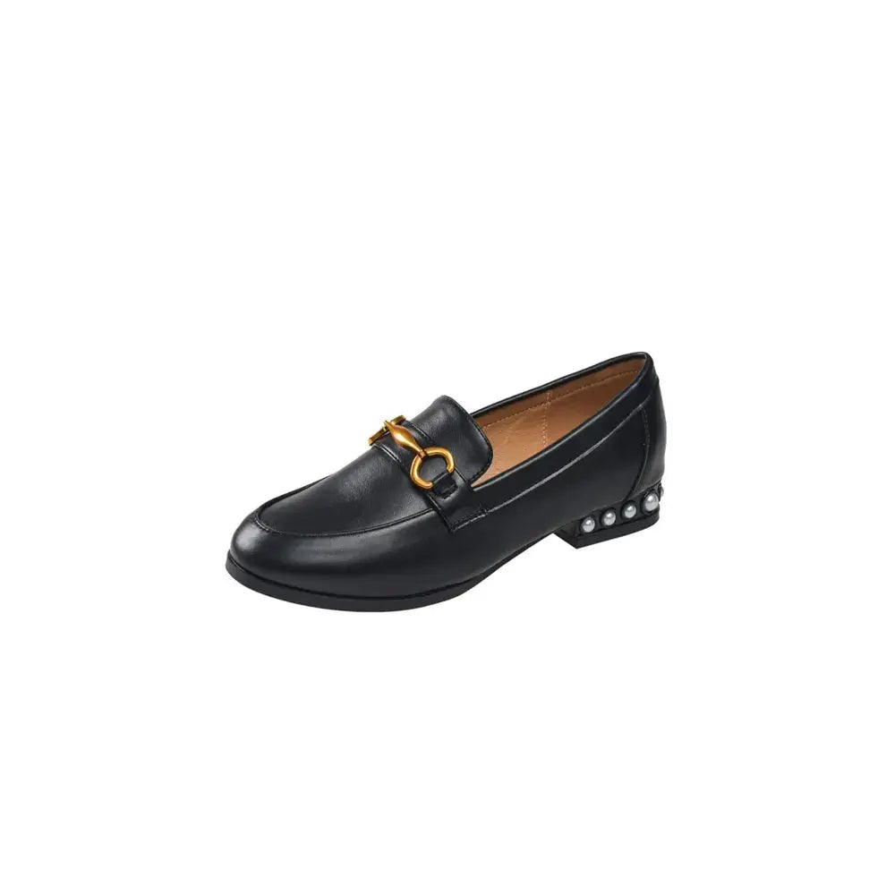 Round Toe Block Heels Loafers Trendsi