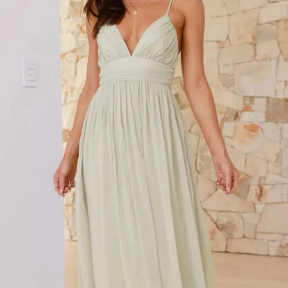 Ruched V-Neck Cami Dress Trendsi