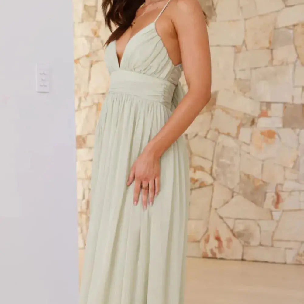 Ruched V-Neck Cami Dress Trendsi