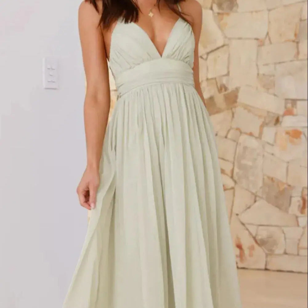Ruched V-Neck Cami Dress Trendsi