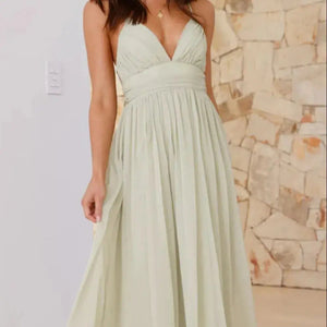 Ruched V-Neck Cami Dress Trendsi