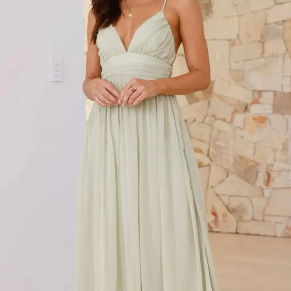 Ruched V-Neck Cami Dress Trendsi