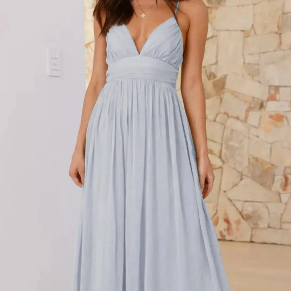 Ruched V-Neck Cami Dress Trendsi