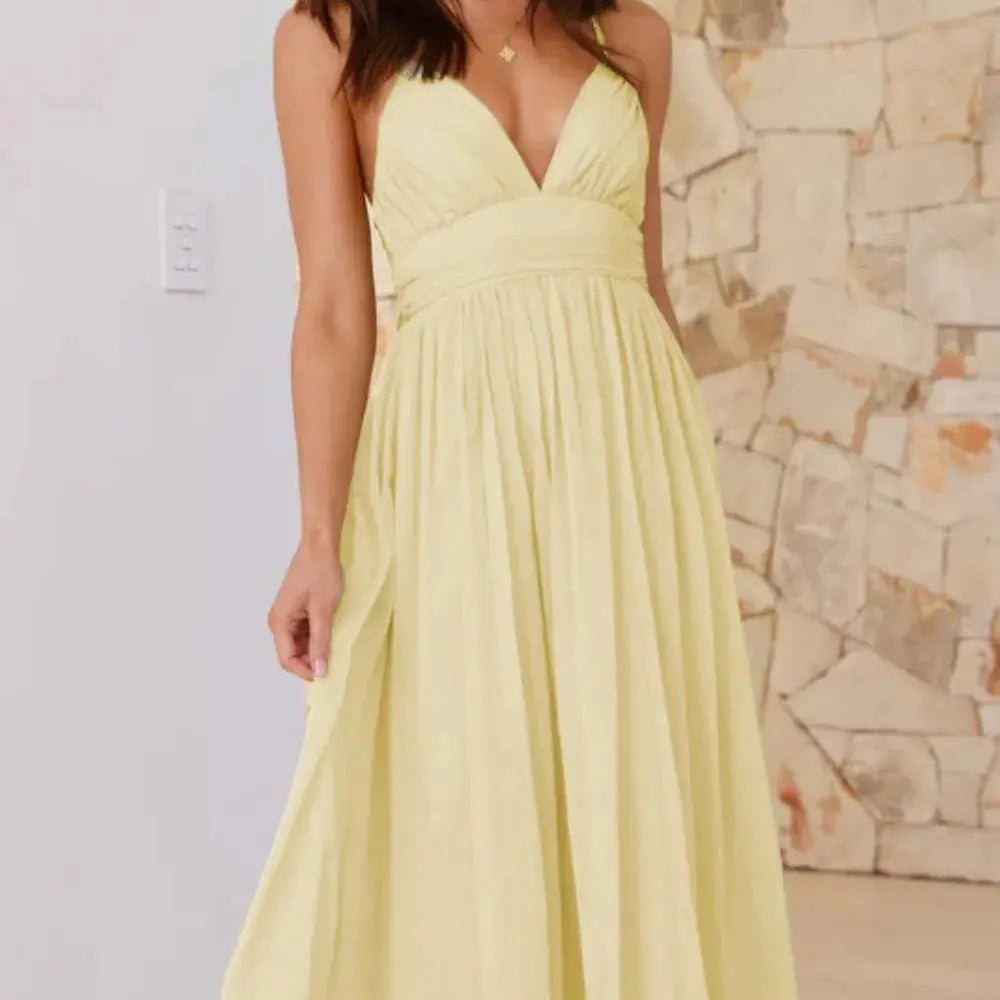 Ruched V-Neck Cami Dress Trendsi