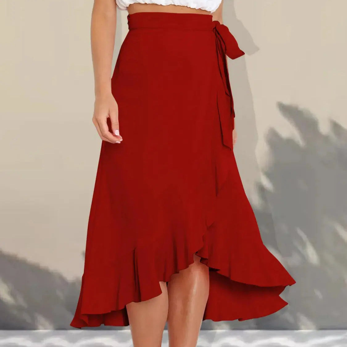 Ruffled Hem Tied Skirt Trendsi