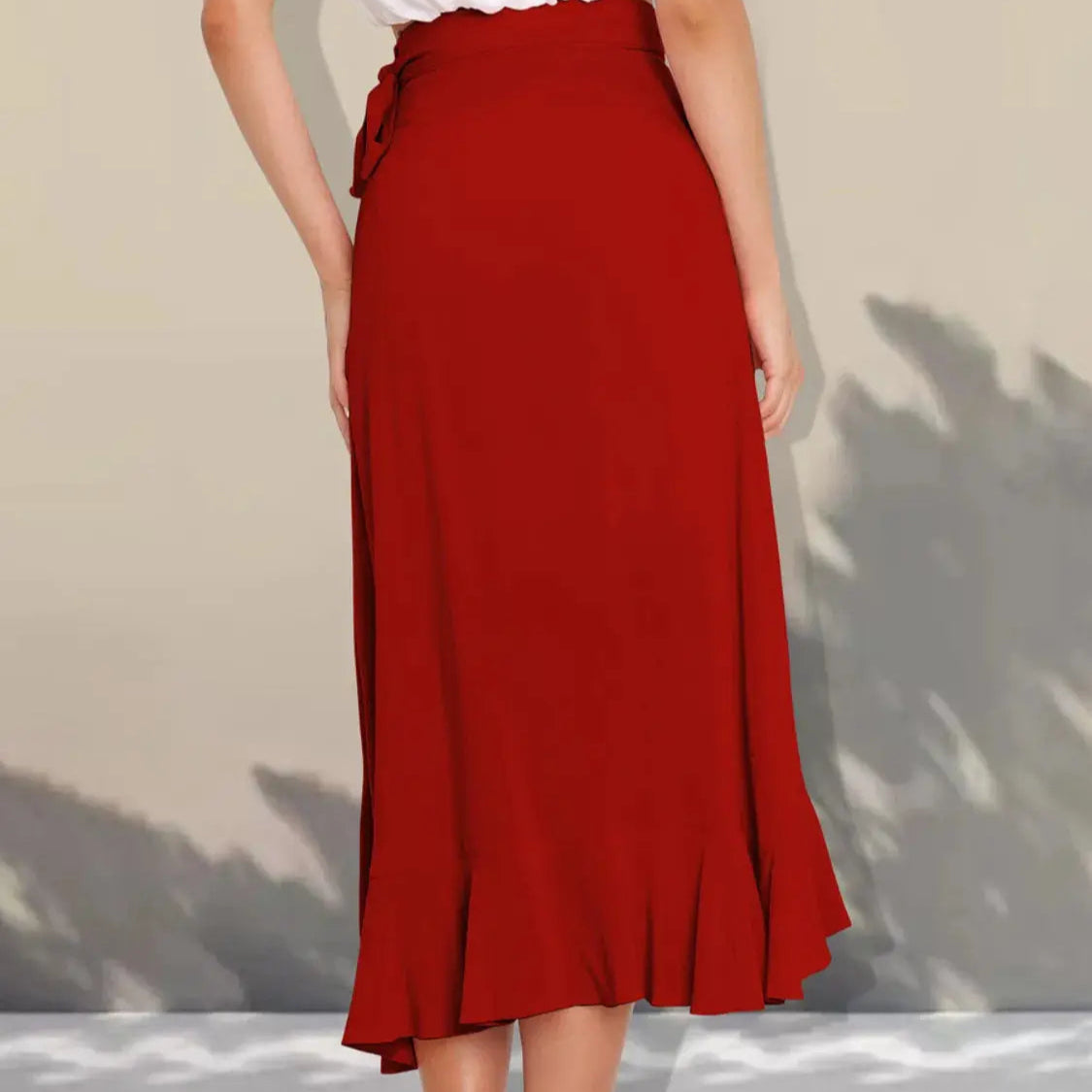 Ruffled Hem Tied Skirt Trendsi