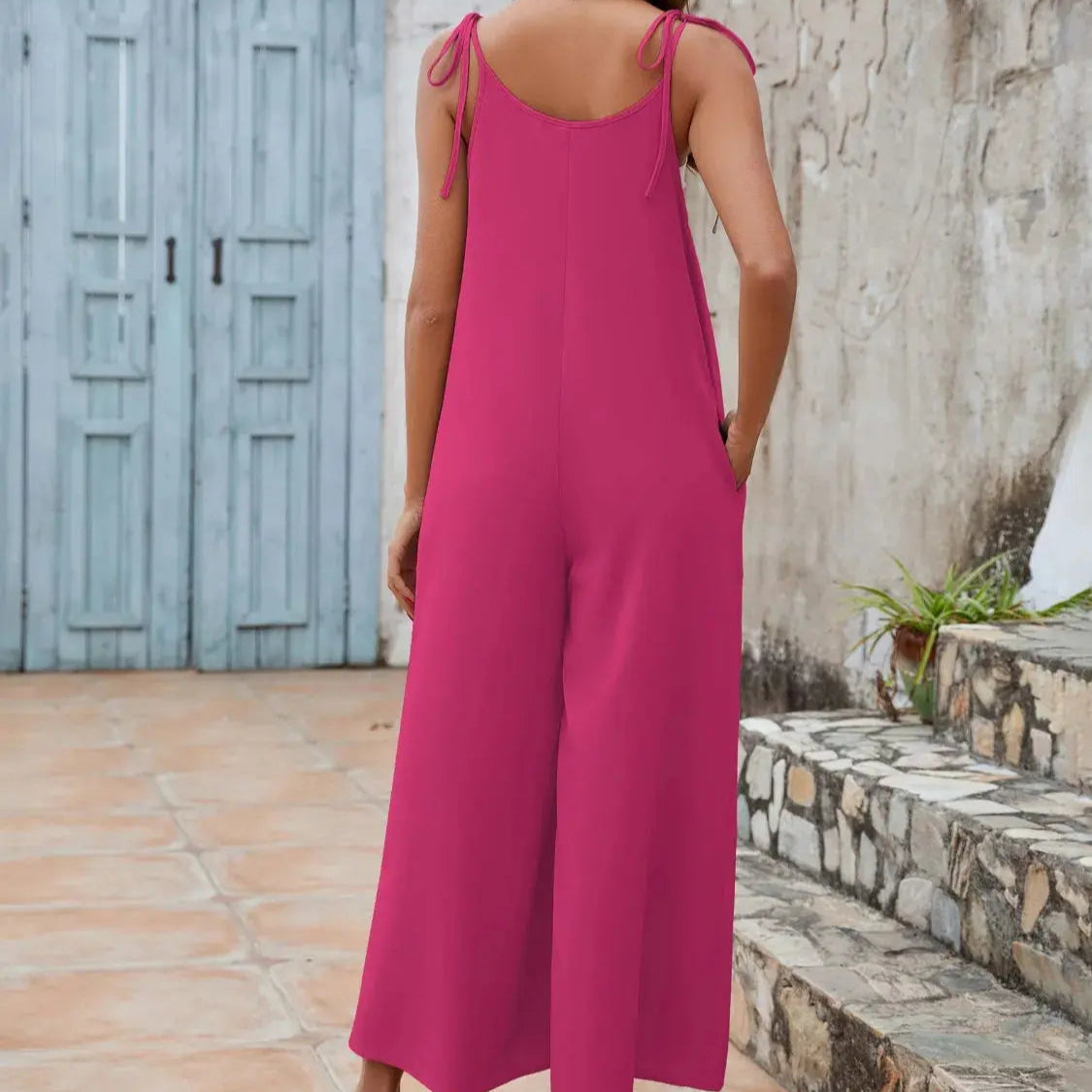 Scoop Neck Spaghetti Strap Jumpsuit Trendsi