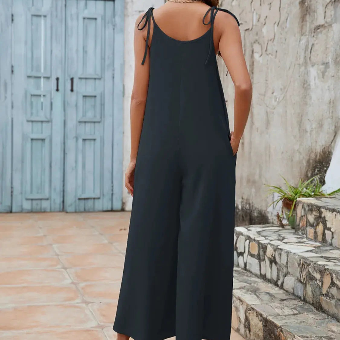 Scoop Neck Spaghetti Strap Jumpsuit Trendsi