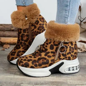 Side Zipper Leopard Platform Boots Trendsi