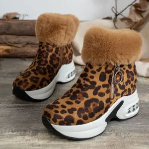 Side Zipper Leopard Platform Boots Trendsi