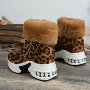 Side Zipper Leopard Platform Boots Trendsi