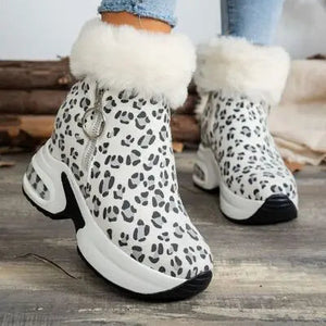 Side Zipper Leopard Platform Boots Trendsi