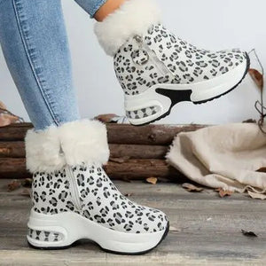 Side Zipper Leopard Platform Boots Trendsi