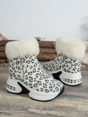 Side Zipper Leopard Platform Boots Trendsi