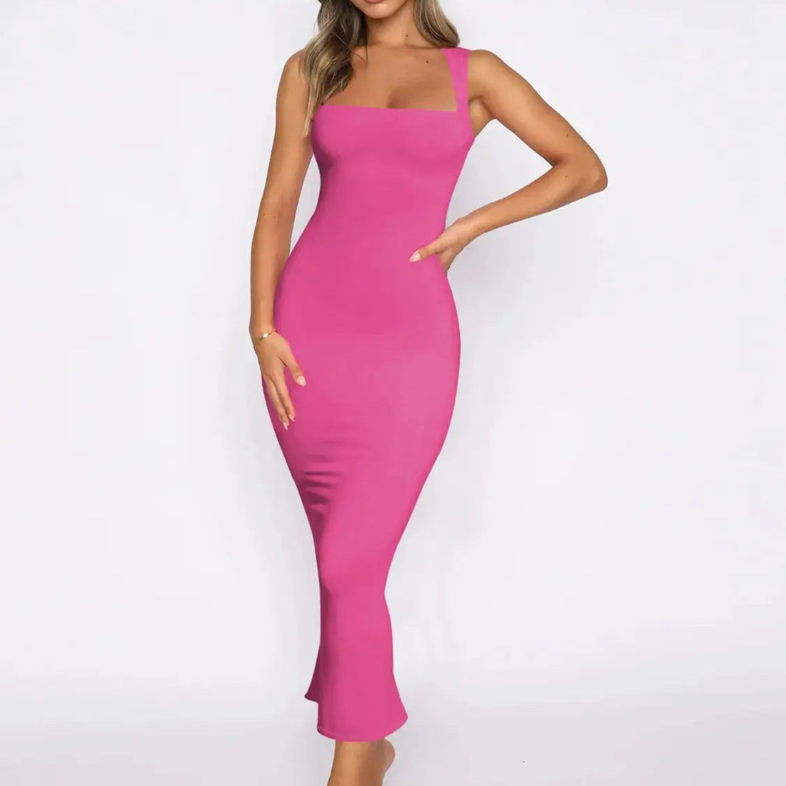 Slit Back Sleeveless Maxi Tank Dress Trendsi