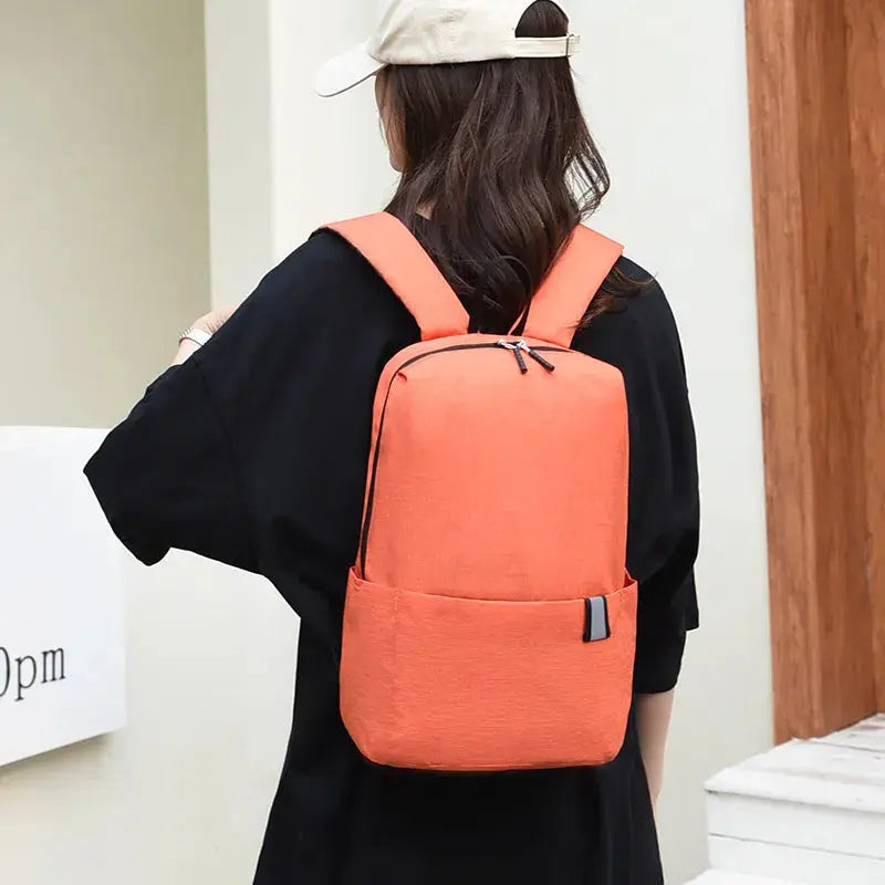 Solid Color Nylon Backpack Bag Trendsi