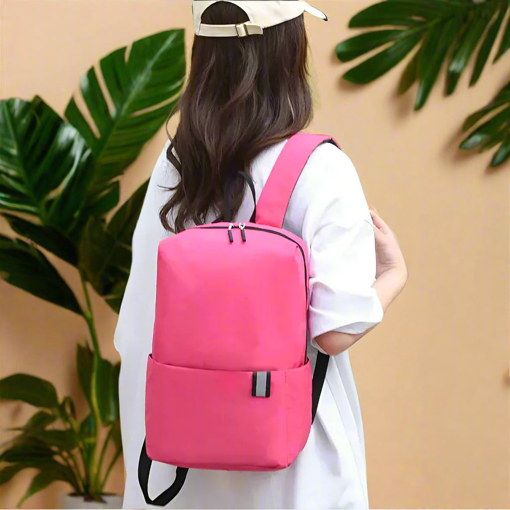 Solid Color Nylon Backpack Bag Trendsi