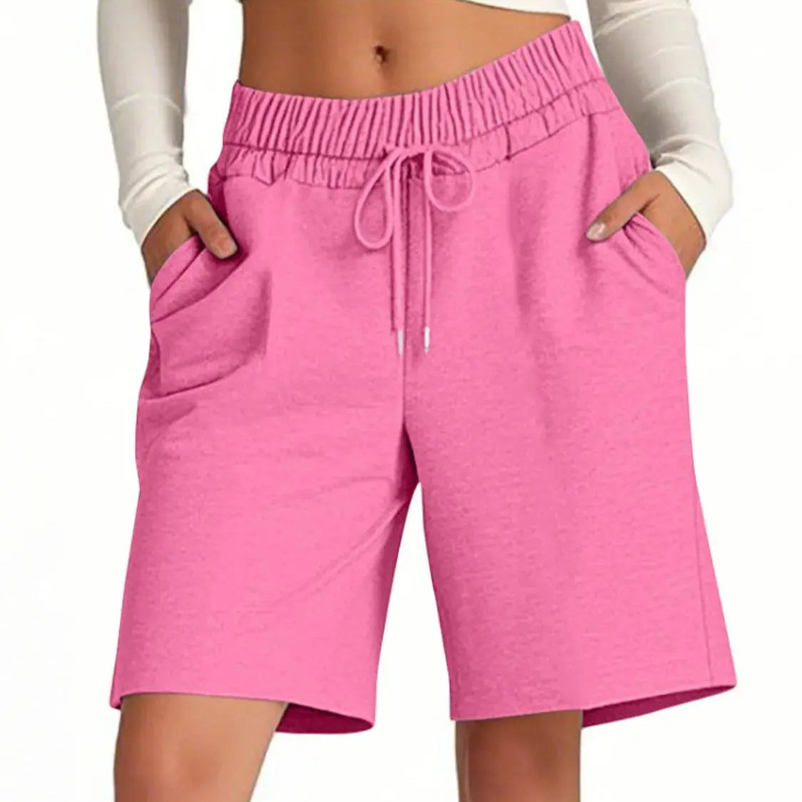 Solid Color Shorts with Pockets Trendsi